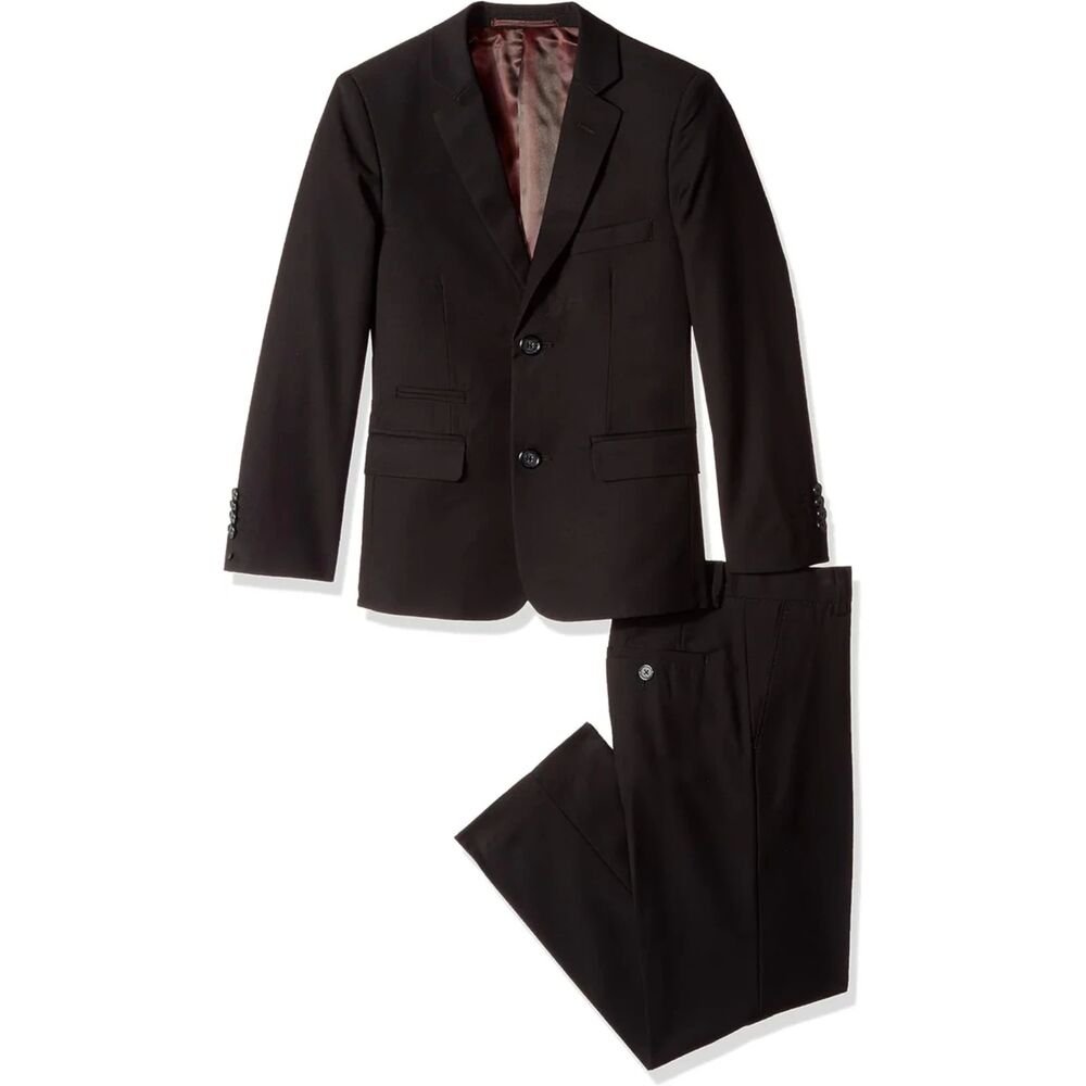 Isaac Mizrahi black wool blend suit - boys 8 Husky